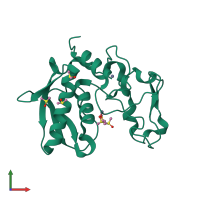 Monomeric assembly 1 of PDB entry 3edh coloured by chemically distinct molecules, front view.