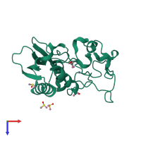 Monomeric assembly 1 of PDB entry 3edh coloured by chemically distinct molecules, top view.