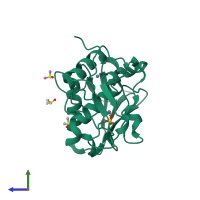 PDB entry 3edh coloured by chain, side view.