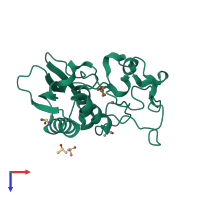 PDB entry 3edh coloured by chain, top view.