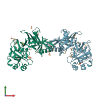 PDB entry 3edn coloured by chain, front view.
