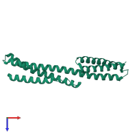 PDB entry 3edu coloured by chain, top view.