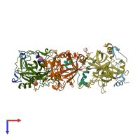 PDB entry 3edx coloured by chain, top view.
