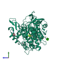 PDB entry 3edy coloured by chain, side view.