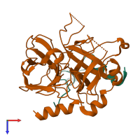 PDB entry 3ee0 coloured by chain, top view.