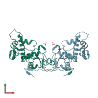 PDB entry 3eed coloured by chain, front view.