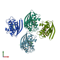 PDB entry 3eee coloured by chain, front view.