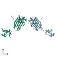 PDB entry 3eet coloured by chain, front view.