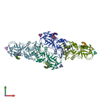 PDB entry 3ef2 coloured by chain, front view.