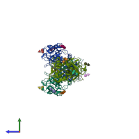 PDB entry 3ef2 coloured by chain, side view.
