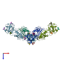 PDB entry 3ef2 coloured by chain, top view.