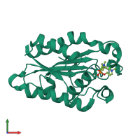 PDB entry 3ef3 coloured by chain, front view.