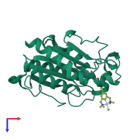 PDB entry 3ef3 coloured by chain, top view.