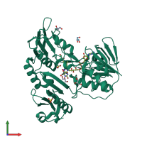 PDB entry 3ef6 coloured by chain, front view.