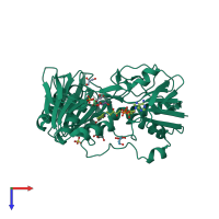 PDB entry 3ef6 coloured by chain, top view.