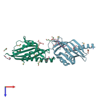 PDB entry 3ef8 coloured by chain, top view.
