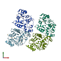 PDB entry 3efb coloured by chain, front view.