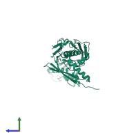 PDB entry 3efc coloured by chain, side view.