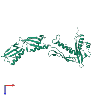 PDB entry 3efc coloured by chain, top view.