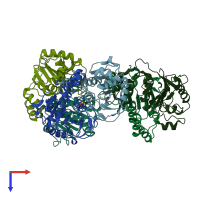 PDB entry 3efe coloured by chain, top view.