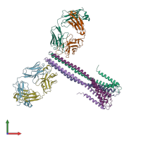 PDB entry 3eff coloured by chain, front view.