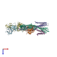 PDB entry 3eff coloured by chain, top view.