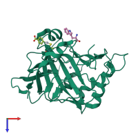 PDB entry 3efi coloured by chain, top view.