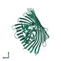 PDB entry 3efm coloured by chain, side view.