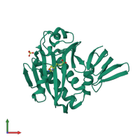 Monomeric assembly 2 of PDB entry 3efr coloured by chemically distinct molecules, front view.