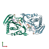 PDB entry 3efs coloured by chain, front view.