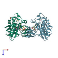 PDB entry 3efs coloured by chain, top view.