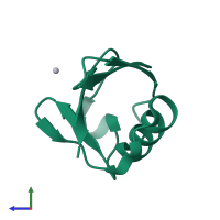 PDB entry 3efu coloured by chain, side view.