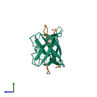 Hetero tetrameric assembly 1 of PDB entry 3eg1 coloured by chemically distinct molecules, side view.