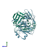 PDB entry 3egb coloured by chain, side view.