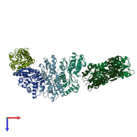 PDB entry 3egc coloured by chain, top view.