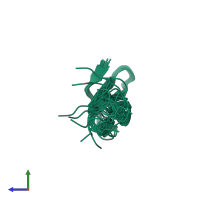 PDB entry 3egf coloured by chain, ensemble of 16 models, side view.