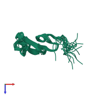 PDB entry 3egf coloured by chain, ensemble of 16 models, top view.