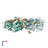 PDB entry 3egg coloured by chain, top view.