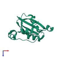 PDB entry 3egn coloured by chain, top view.