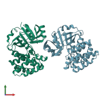 PDB entry 3ego coloured by chain, front view.