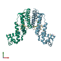 PDB entry 3egq coloured by chain, front view.