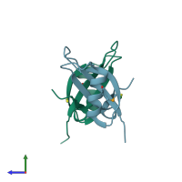 PDB entry 3egr coloured by chain, side view.