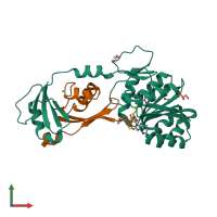 PDB entry 3egv coloured by chain, front view.