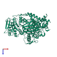 PDB entry 3eh1 coloured by chain, top view.