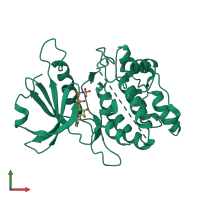 PDB entry 3eha coloured by chain, front view.