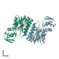 PDB entry 3ehe coloured by chain, front view.