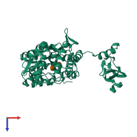 PDB entry 3ehs coloured by chain, top view.