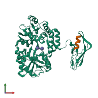 PDB entry 3eht coloured by chain, front view.