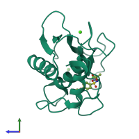 PDB entry 3ehy coloured by chain, side view.