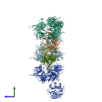 PDB entry 3ei4 coloured by chain, side view.